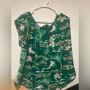 LC Lauren Conrad Emerald Floral Top
